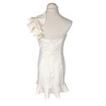 Lulus NWOT  Women's White One-Shoulder Ruffled Trumpet Mini Dress Size L Photo 5