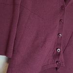 LEWIT PARTIAL BUTTON FRONT V NECK RIBBED CARDIGAN SWEATER MERINO WOOL SILK SMALL Red Photo 5