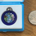 Antica Murrina Veneziana Vintage Blue Flower Murano Glass Silver Clasp Pendant Photo 2