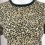 Brave Soul Tan Black Crew Neck Leopard Short Sleeve T Shirt Tee Top Size 10 Photo 2