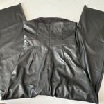 Banana Republic NWT BANANA REBUPLIC Vegan Leather wide leg Jumpsuit Size 4 Black strapless Photo 5
