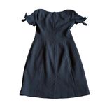 Club Monaco Navy Blue Sheath Dress Textured Fabric Short Bow Sleeves Size 4 Photo 5