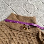 Banana Republic 100% Cotton Knit Waffle Poncho Mock Neck Gold Buckle Photo 7