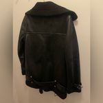 Avec Les Filles  oversized faux leather sherpa shearling black biker jacket Photo 3