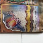 Anuschka  Hand Painted Leather Shoulder Bag Butterfly Floral Art Purse Photo 2