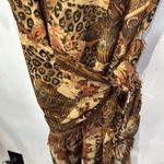 Studio‎ C Plus Size Dress 22W Brown Beige Animal Paisley Print Short Sleeve Photo 3
