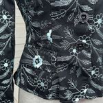 Nanette Lepore  Floral Embroidered Cotton Blazer Jacket Sky Blue Black Size 2 Photo 5