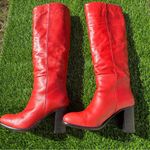 Free People Grayson Vibrant Red Heeled Nnee- High Boots Size 37 or 6.5-7 Photo 9