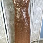 Christina Wu Celebration Rose Gold Sequin Gown Sleeveless Cowl Back Dress 12 Photo 0