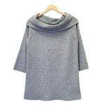 Lou & grey  Sweater Womens Size Small Ribbed Gray Tunic Pullover Off The Shoulder Photo 3