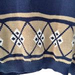 that’s me! Vintage 90s Cropped Striped Sweater Navy Tan Argyle M Blue Size M Photo 1