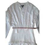 AQUA  White With Gold Foil Polka Dots Ruffled Mini Dress Photo 7