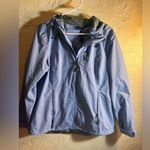 Women's NWOT Light Blue Rain Utility Jacket M Hood zippered pockets side vents Size M Photo 0
