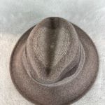 Adora Fedora Hat One Size Taupe Brown Wool Blend Felt Stripe Adjustable Casual Photo 12