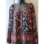 Haptics By Holly Harper Floral Boho Long Sleeves Blouse Size L Black Size L Photo 0