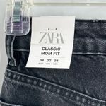 ZARA Classic Mom Fit High Rise Distressed Black Jeans Photo 8