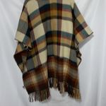 Charter Club  One size Multicolor Plaid Fringe Wrap BUTTON AT SIDES FALL COLORS Photo 8