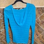 Roxy Women's Blue Striped Long Sleeve Hooded Striped Sweater Top Size Medium Photo 2