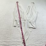 ZARA  White Textured V-Neck Bodysuit with Gold Rings Photo 2