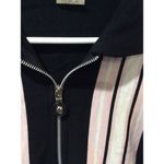 Medium women cropped zip front sweater short sleeve Pink black collar retro look Photo 3