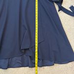 DKNY  Flutter Sleeve Belted Faux Wrap Midi Dress Navy Blue 22W Plus Size Photo 10