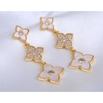 Boutique Beautiful Sparkling Clover Dangle Earrings | Gold Plated 316L Photo 4