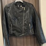 SheIn  Black Leather Jacket with Silver Accents Photo 0