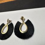 Loft Signed Gold Tone Dangle Drop Lot Of 2 Pierced Earrings Black Fringe Photo 2