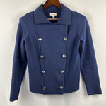 Maison Jules Women’s  Small Navy Blue Double Breasted Short PeaCoat Sweater Photo 0