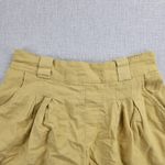 American Eagle  Womens Shorts Sz S Mustard Pleated Linen Blend High Rise Paperbag Photo 2
