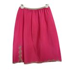 VTG 60s Mistee Hot Pink Nylon Blend Slip Skirt Lace Detail Slit Size Small USA Photo 1
