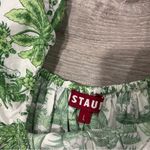 STAUD Faye Puff Sleeve Clove Toile Green Mini Dress Photo 7