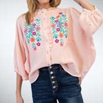 easel Size S  Los Angeles Embroidered Cotton Gauze Shirt Top in Blush Photo 0