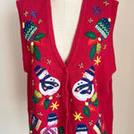 Bobbi Brooks Red Christmas Snowman Holiday Vest XL Photo 0