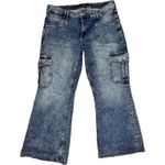 Aeropostale Women’s Mid Rise Flare Cargo Jeans Blue Denim Y2K Wide Leg Pants 14 Photo 0
