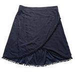 Lane Bryant Women’s Faux Wrap Pom Pom Skirt Plus Size 24 Embroidered Black Photo 1
