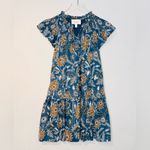 Cleobella Lydia Blue Gold Organic Cotton Flutter Sleeve Mini Babydoll Dress Photo 14