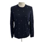 The Kooples  Navy Blue Crewneck Wool Cashmere Sweater Silvertone Studs Size M Photo 2