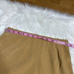 3/$30 Denim & Co Skirt Womens Small Golden Tan Faux Suede Asymmetric Fringe Hem Gold Photo 2