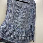 Como vintage Blue and White Bell Sleeve Blouse Photo 3