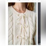 English Factory  front cable stitch cardigan in beige large NWOT Photo 2