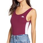 Kappa  222 Banda Auber Bodysuit Maroon Side Stripe Logo 80's Sporty Photo 12