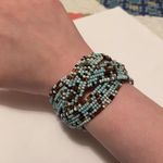 Women’s Cuff Stretchy / Adjustable Bead Costume Bracelet Blue / Brown Beaded Photo 0
