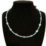 MARILYN SCHIFF BEADED BEACHY BLUE SILVERTONE CHOKER NECKLACE Photo 0
