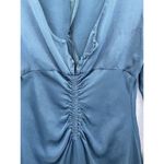 ZARA  Women's Dress Solid Teal Long Sleeve V Neck Size Medium Ruched Front Photo 11