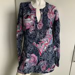 Lucky Brand tunic size small blue paisley long sleeve pullover blouse top shirt Photo 1