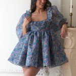 Selkie The Mayfair Puff Dress in the Secret Garden print Blue Size XS Photo 0