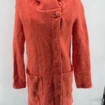 Anthropologie Moth Orange Boiled Wool Hooded Cowl Neck Coat Womens Size XS Photo 0