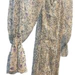 Red Berry Floral Mini Dress‎ Long Sleeve Ruched Drawstring Cottage Size Small Photo 4