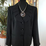 Le Suit Studio Women Jacket 18 Long Sleeve Black Lapel Shawl 3 Buttons Preppy Photo 0